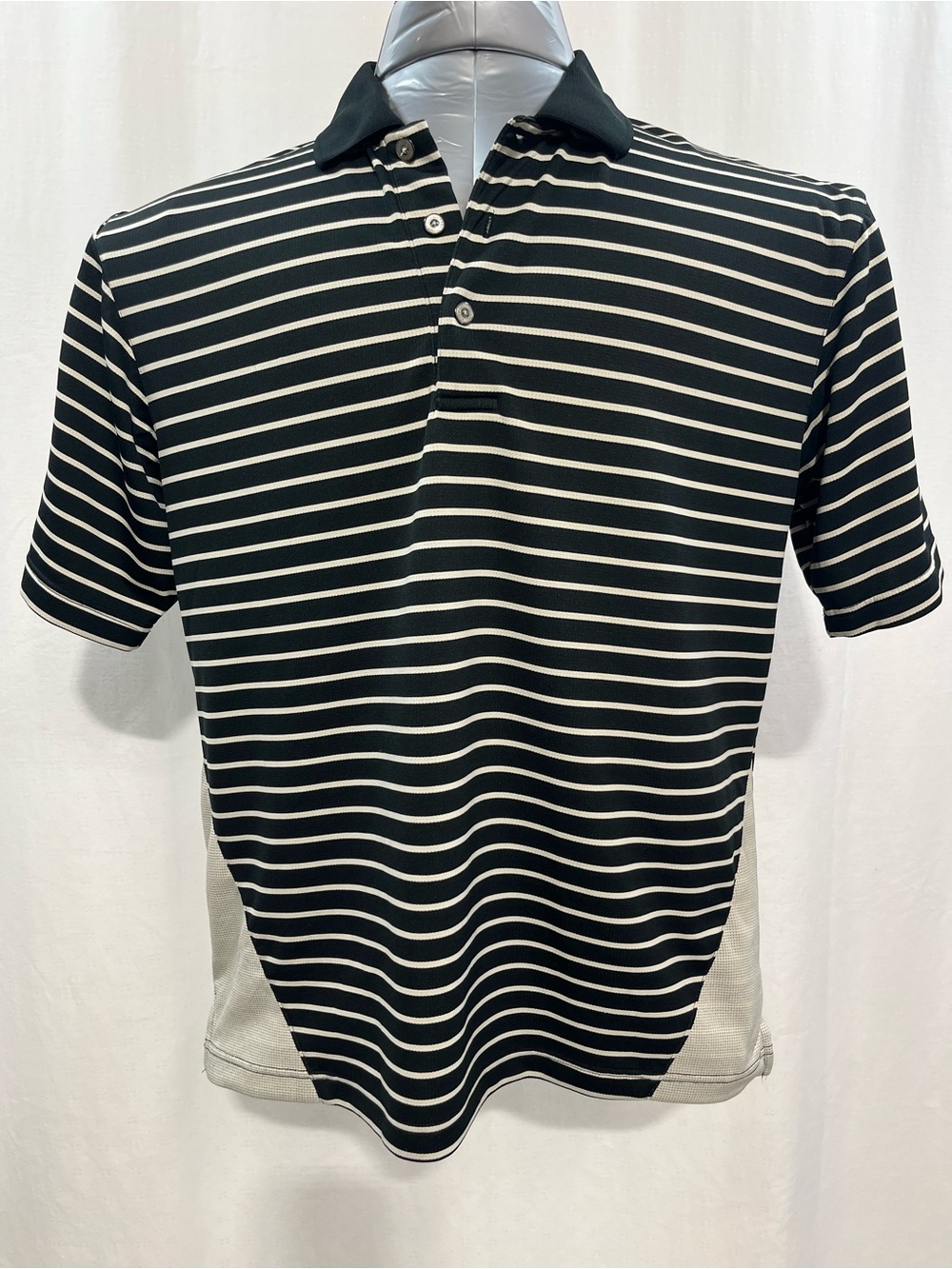 Classic Black & crème  Striped Men’s Golf  Polo classy sporty casual travel 1532